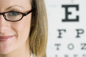 Woman near Eye Chart
